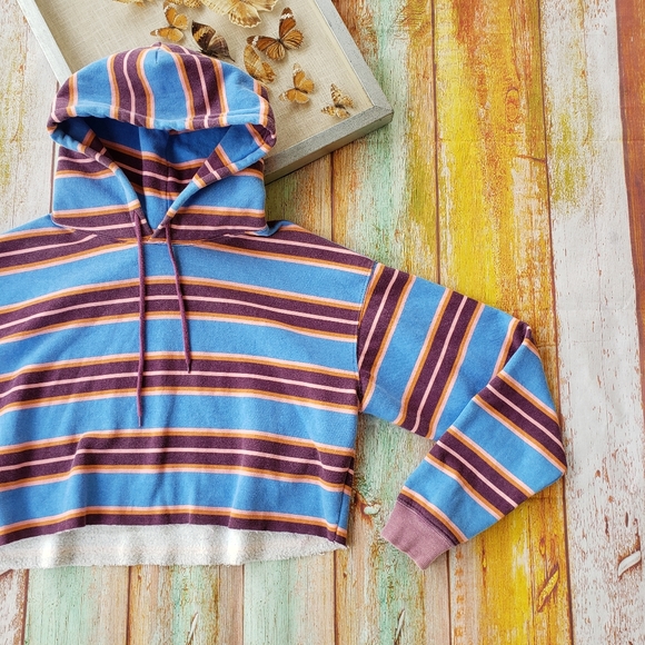 Out From Under Striped Cropped Hoodie Sweatshirt L - Picture 5 of 8